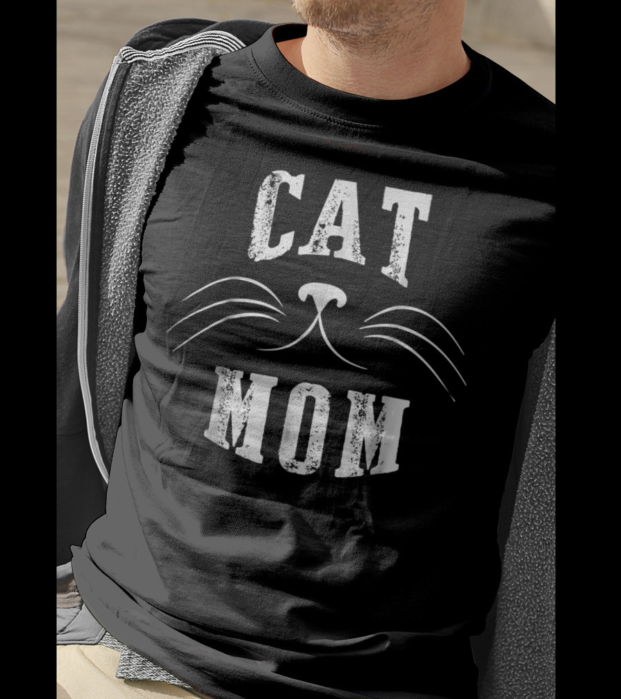 SpiritForged Apparel Cat Mom Whiskers T-Shirt