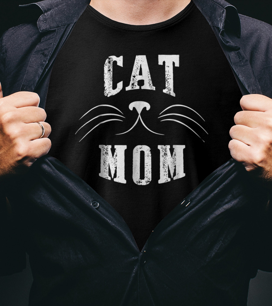 SpiritForged Apparel Cat Mom Whiskers T-Shirt