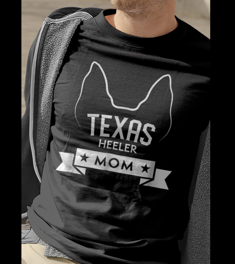 Texas Heeler Mom Dog Breed Lover With Ears And Stars T-Shirt