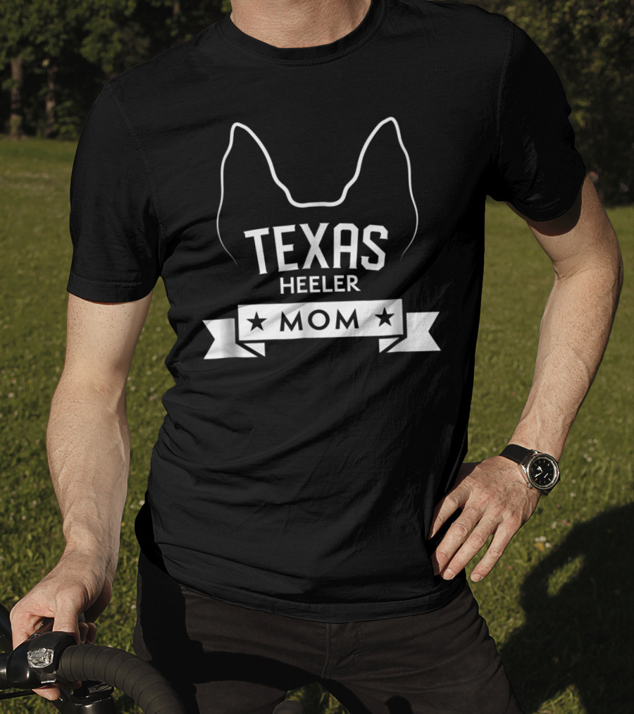 Texas Heeler Mom Dog Breed Lover With Ears And Stars T-Shirt