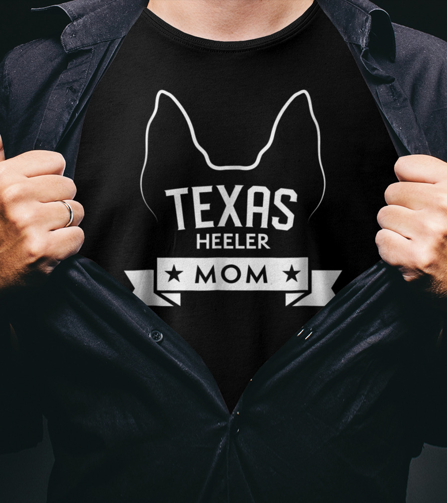 Texas Heeler Mom Dog Breed Lover With Ears And Stars T-Shirt