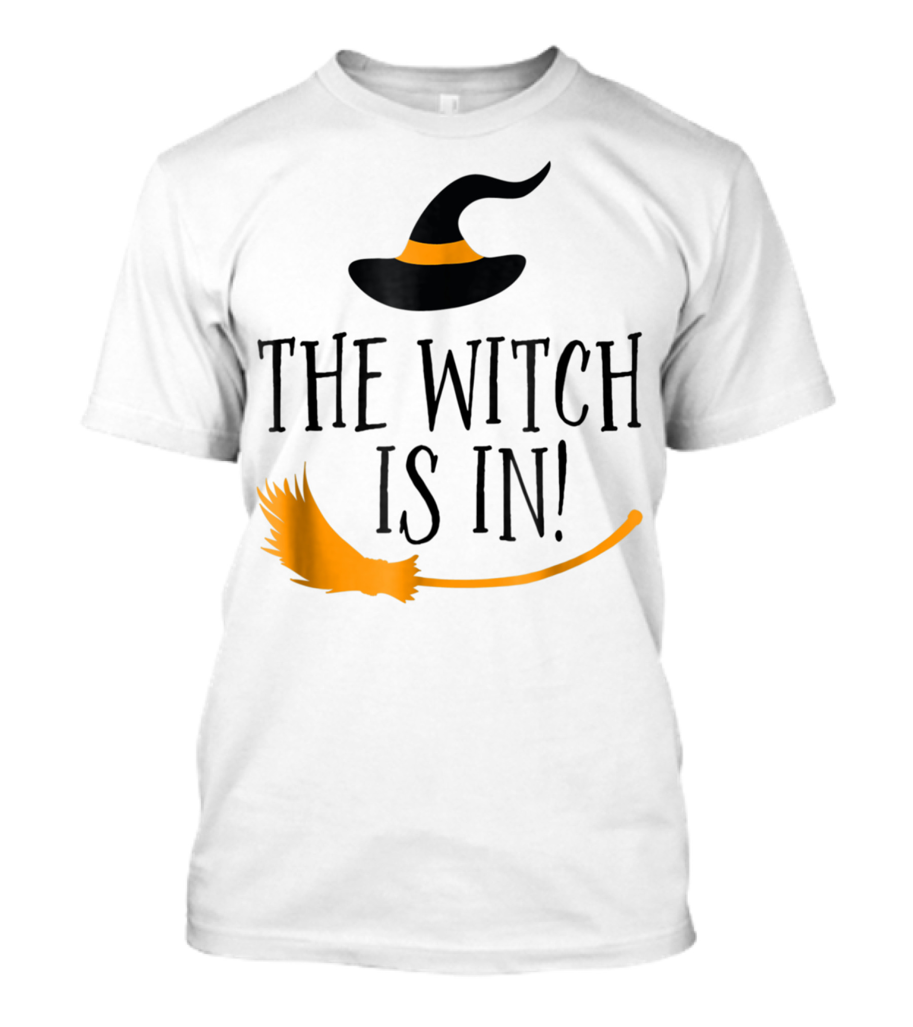 The Witch Is In Halloween Funny Boss Teacher Mom Wife With Witch Hat And Broomstick T-Shirt