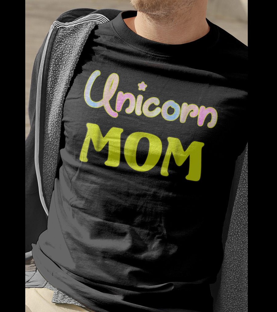 Unicorn Mom Magic Star Pastel Neon Lettering T-Shirt