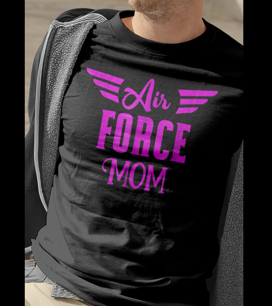US Air Force Pink Proud Air Force Mom Wings T-Shirt