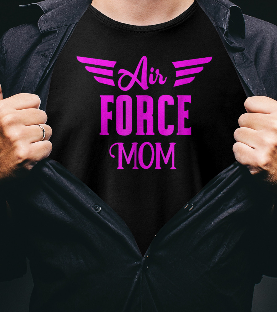 US Air Force Pink Proud Air Force Mom Wings T-Shirt