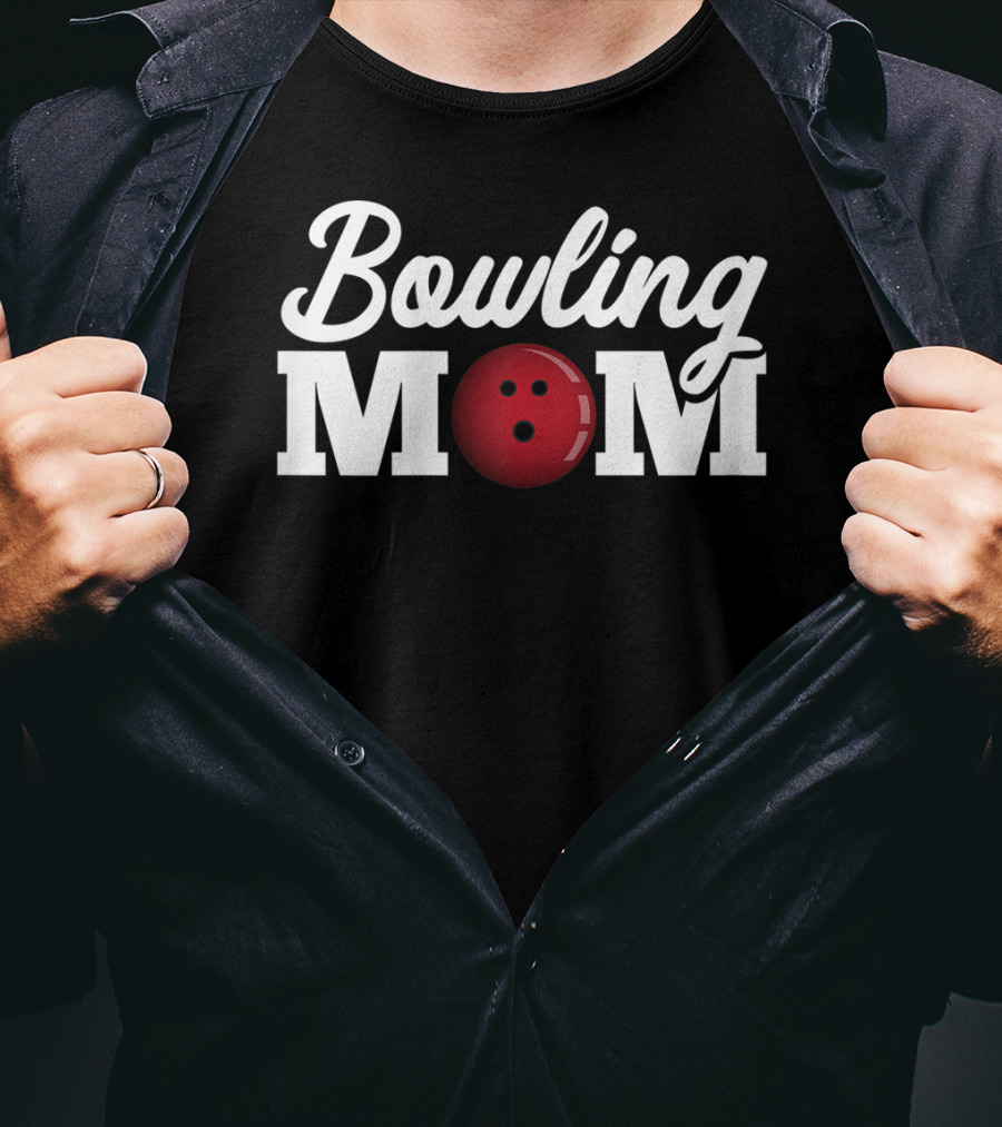 Bowling Mom With Red Bowling Ball Icon Striking Fun T-Shirt