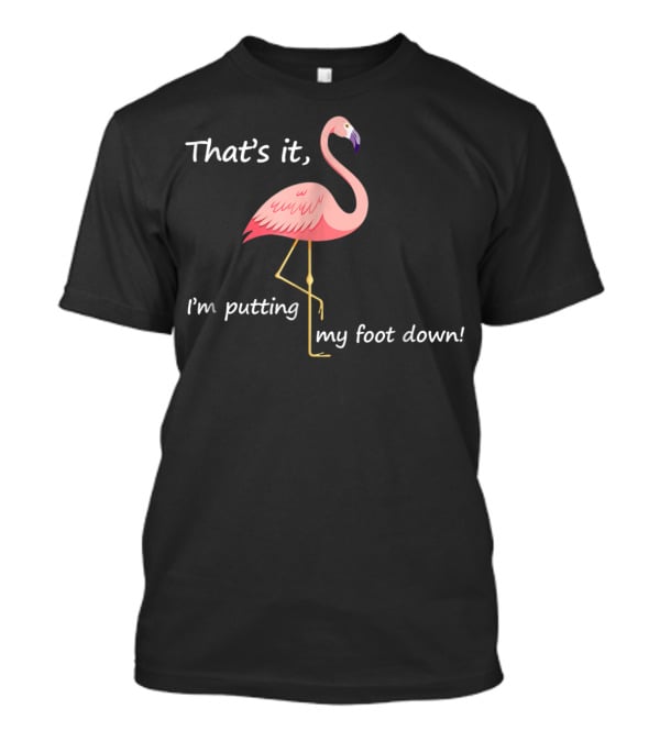 That's It I'm Putting My Foot Down Funny Flamingo Humour T-Shirt