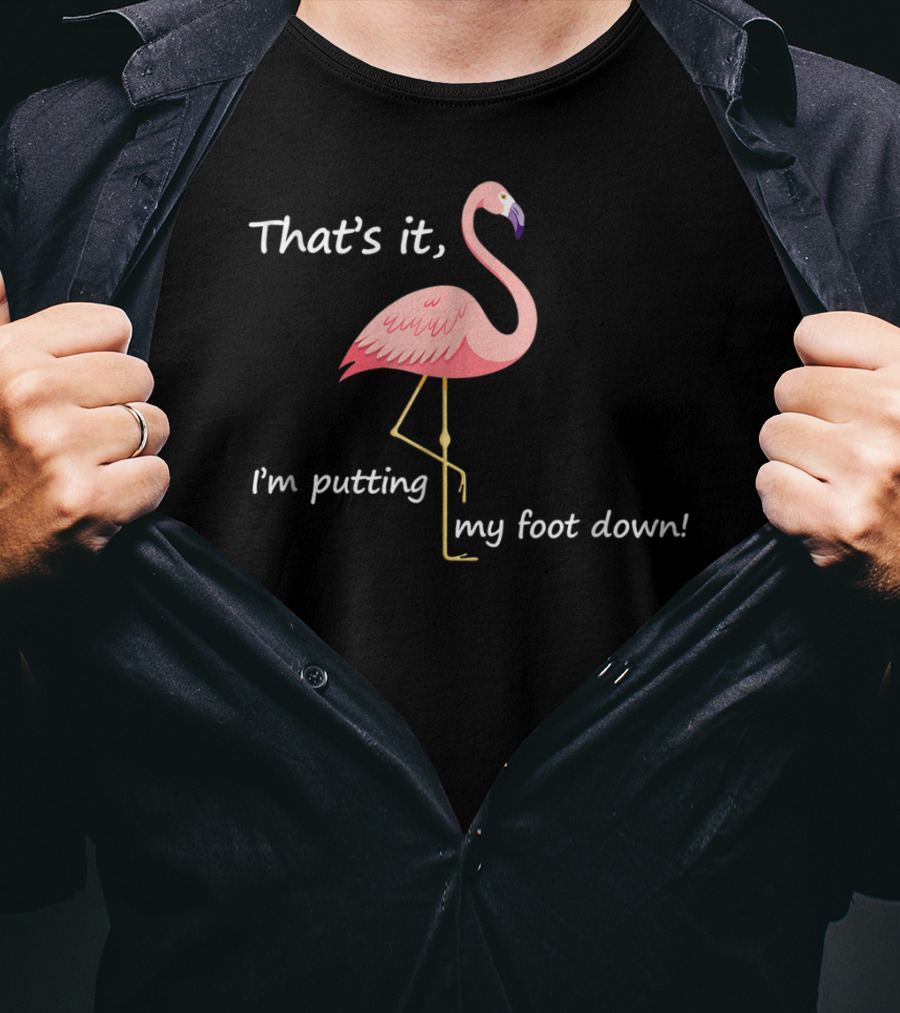 That's It I'm Putting My Foot Down Funny Flamingo Humour T-Shirt