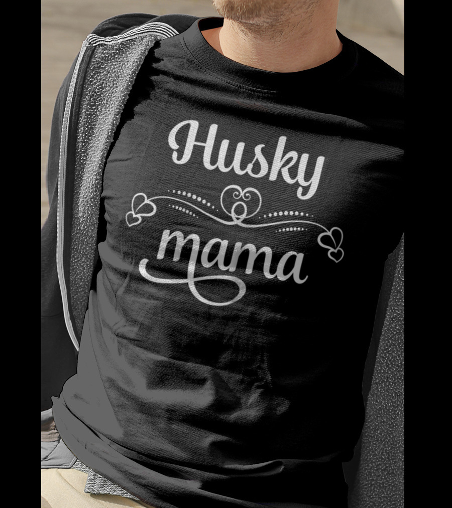 Husky Mama Hearts Design With Husky Mom T-Shirt