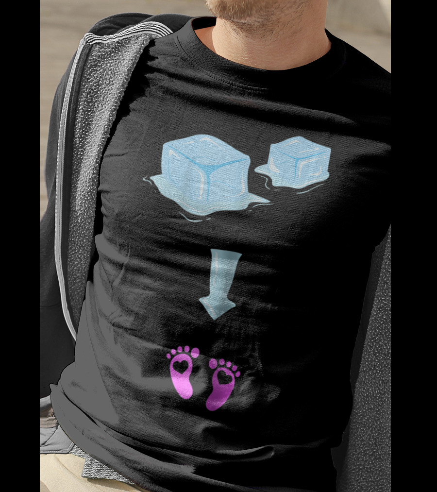 Ice Ice Girls Pregnancy Announcement Mom Of Girls Ice Cubes Baby Feet T-Shirt