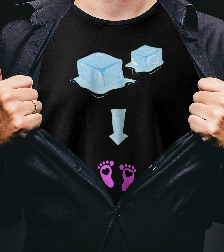 Ice Ice Girls Pregnancy Announcement Mom Of Girls Ice Cubes Baby Feet T-Shirt