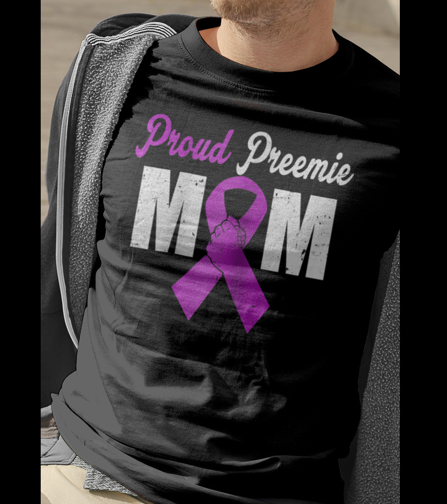 Proud Preemie Mom Premature Birth Awareness Purple T-Shirt