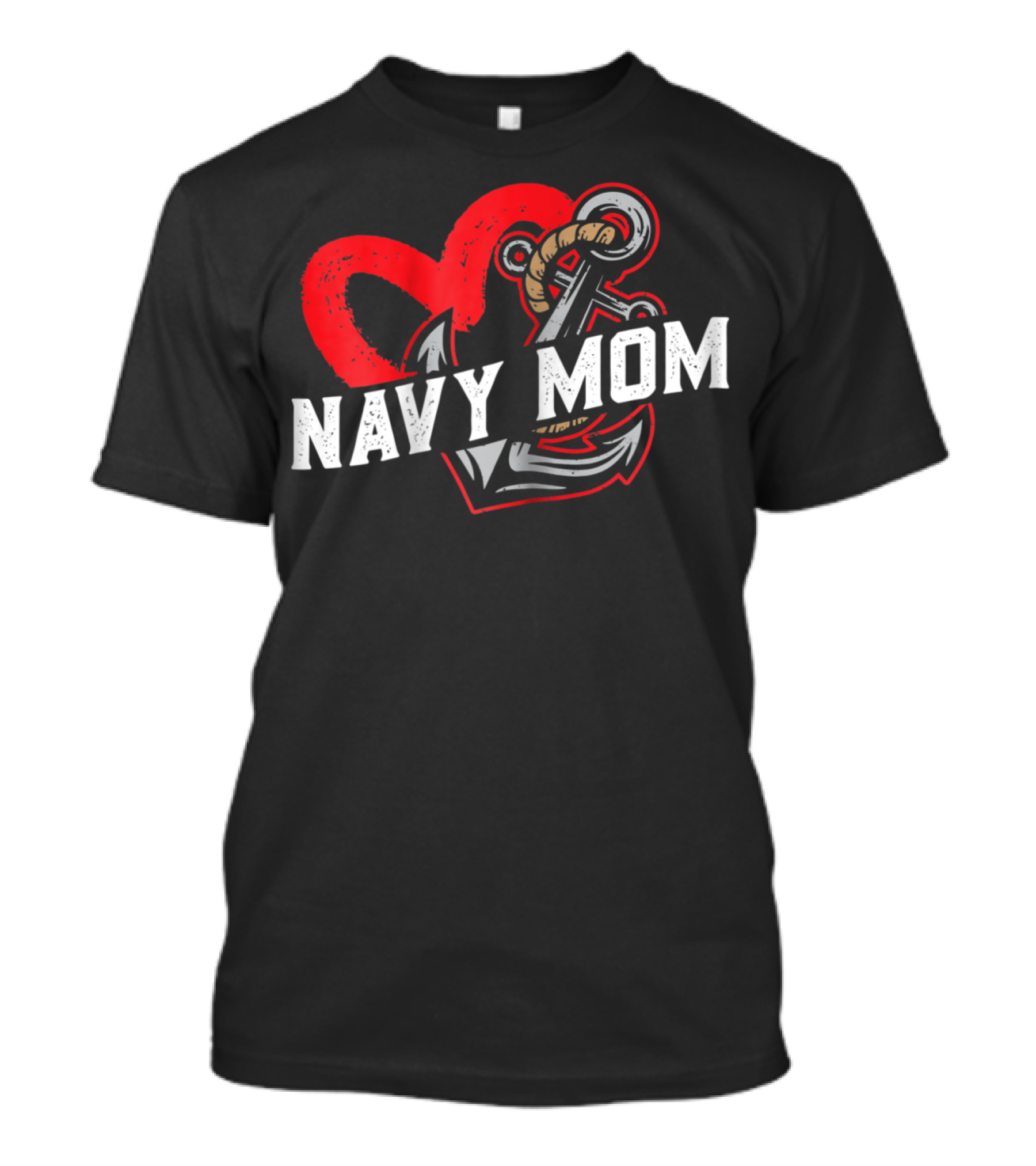 Navy Mom Heart Anchor Proud USA Navy Mother T-Shirt