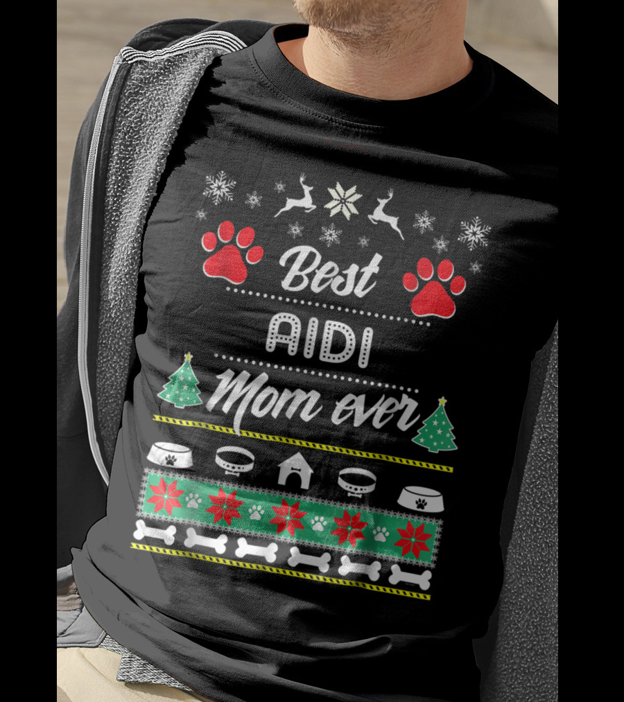 Best Aidi Mom Ever Christmas Paw Prints T-Shirt