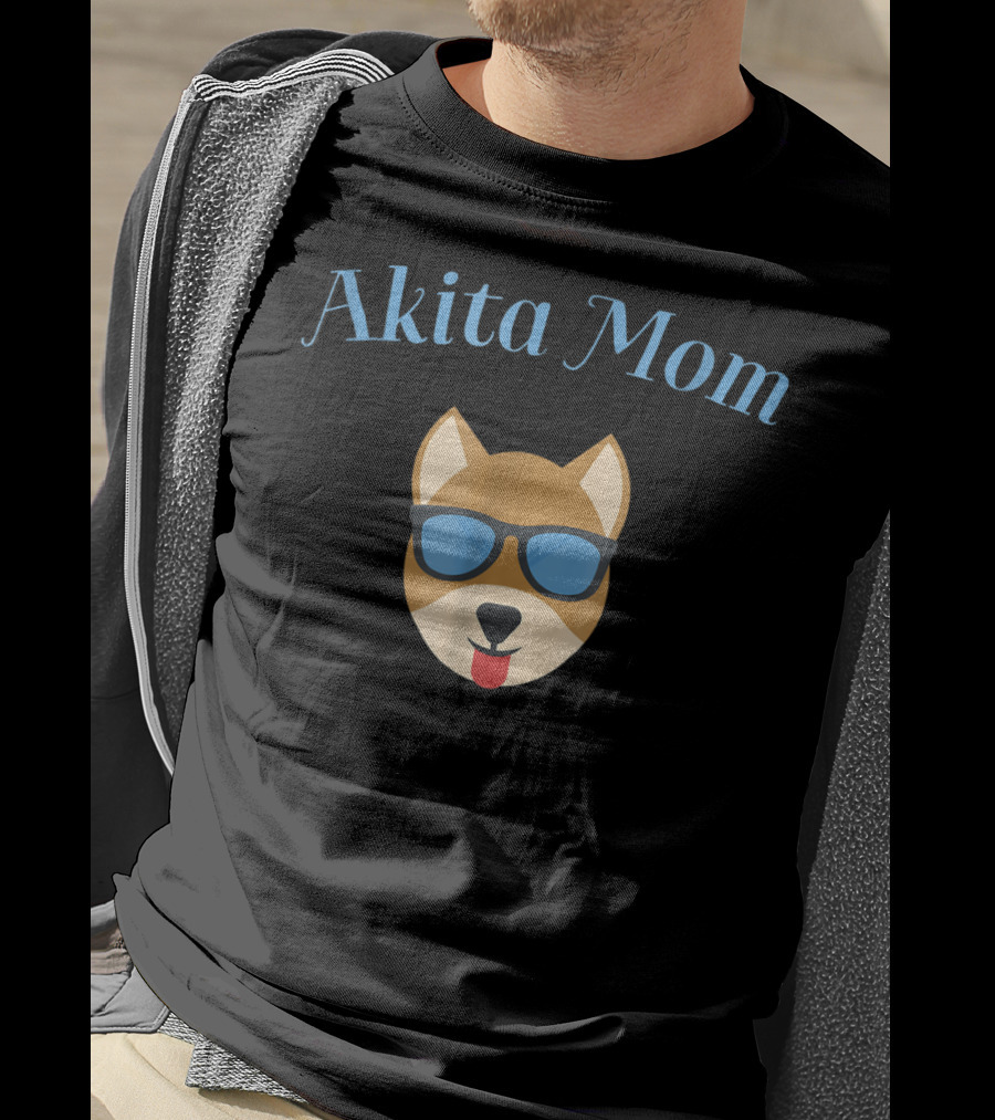 Akita Mom Dog With Sunglasses Celebrating Puppy Love And Fur Babies T-Shirt