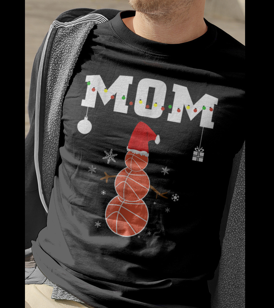 Basketball Mom Snowman Christmas Family Matching Holiday 90s T-Shirt