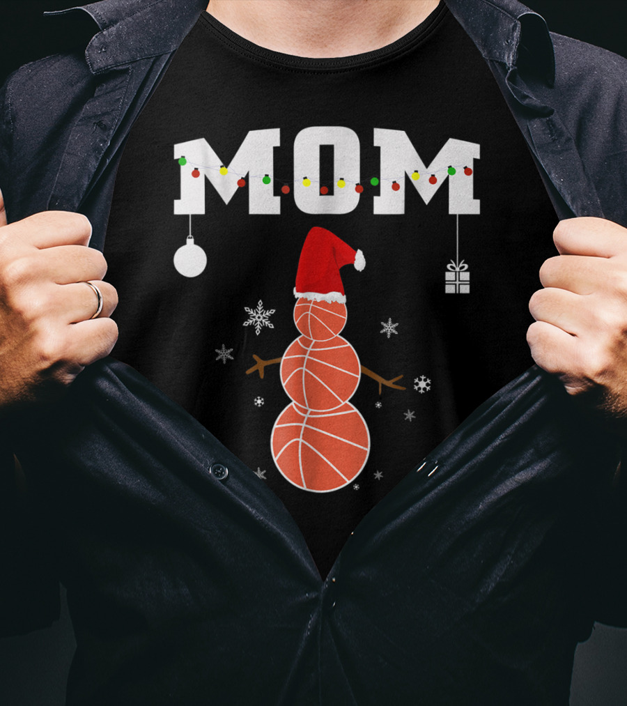 Basketball Mom Snowman Christmas Family Matching Holiday 90s T-Shirt
