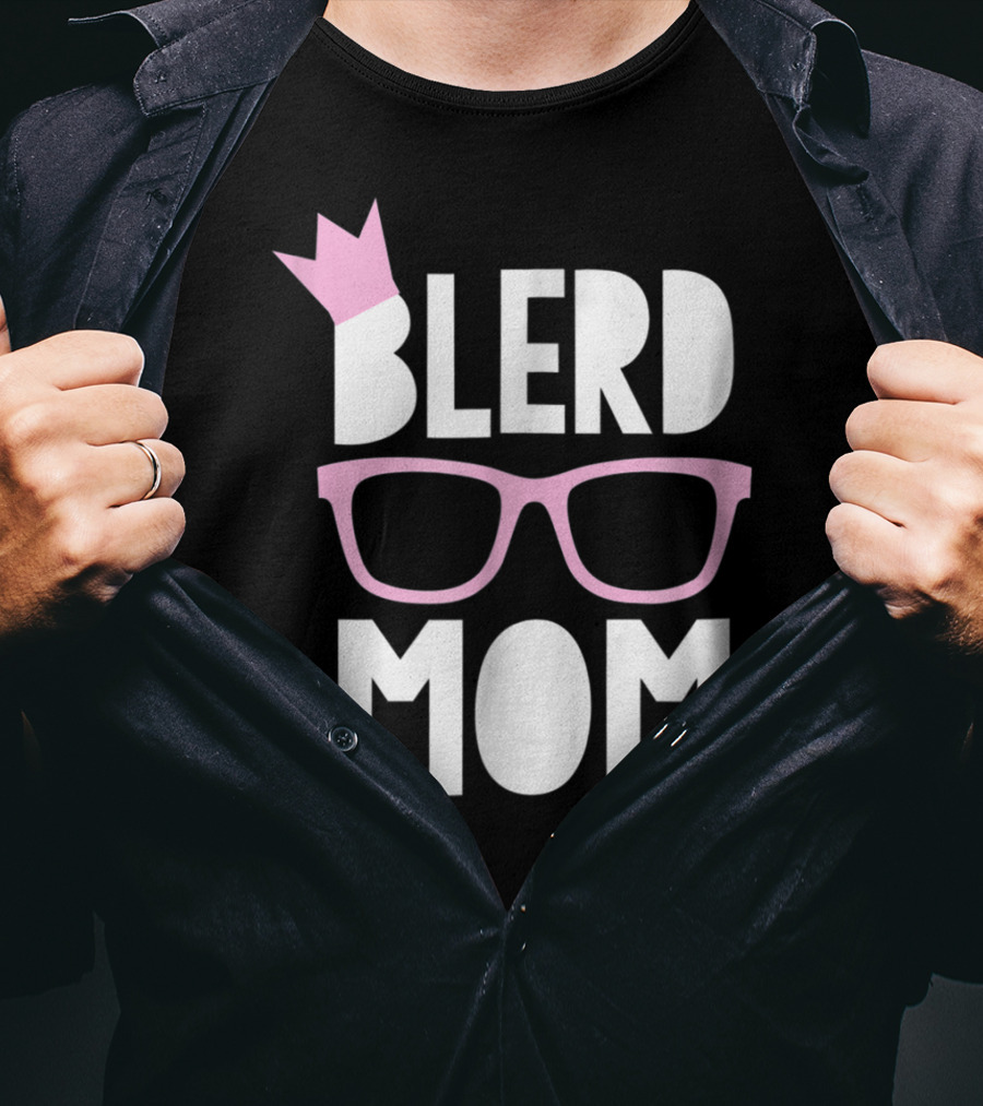 Blerd Mom Geeky Glasses Black Nerd Mom Crown T-Shirt