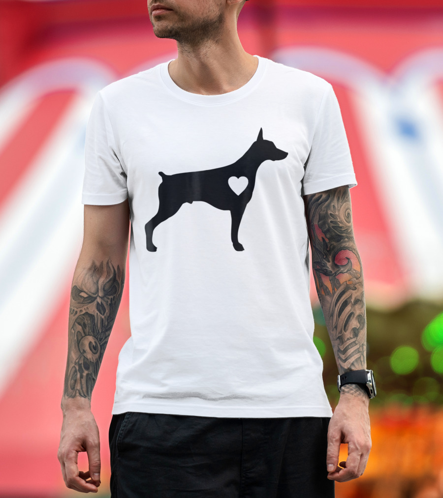 Doberman Heart Love Silhouette Dog Mom90 T-Shirt