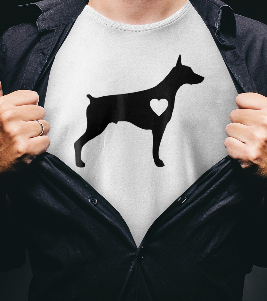 Doberman Heart Love Silhouette Dog Mom90 T-Shirt