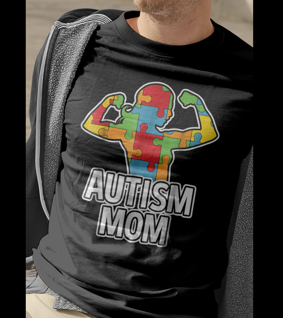 Autism Mom Puzzle Piece Awareness T-Shirt