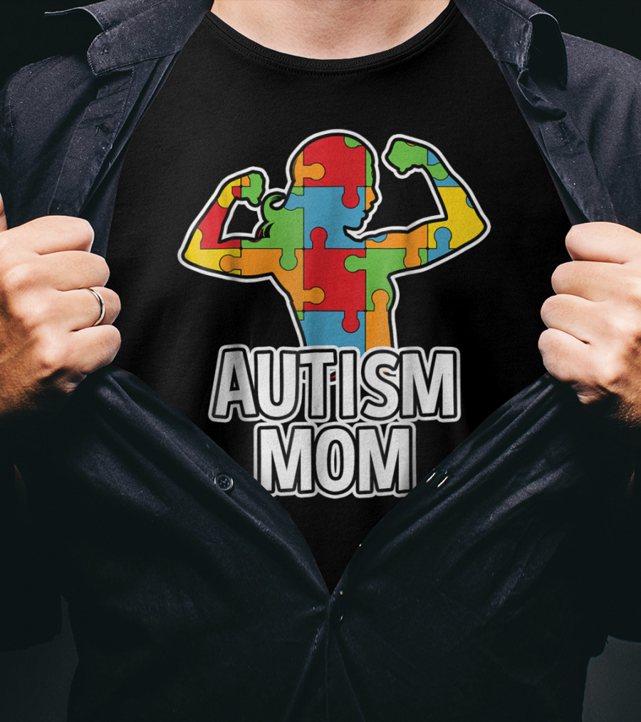 Autism Mom Puzzle Piece Awareness T-Shirt