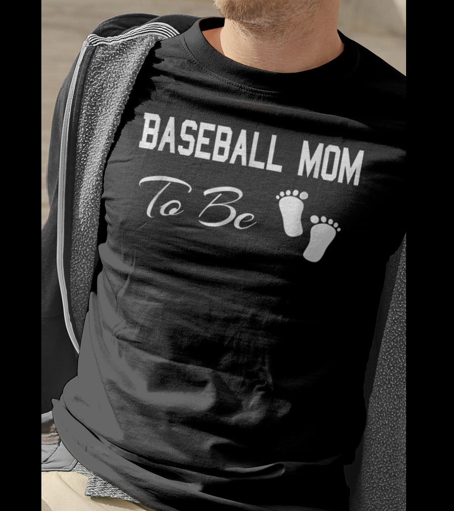 Baseball Mom To Be Baby Footprints Sports Crazy T-Shirt