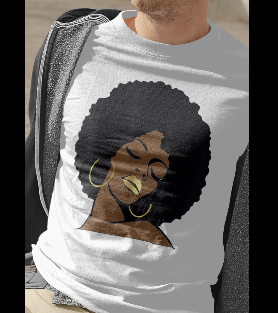 Black Girl Magic Afro Diva Gold Lips Melanin Mom Wife37 Bold Gold Accents T-Shirt