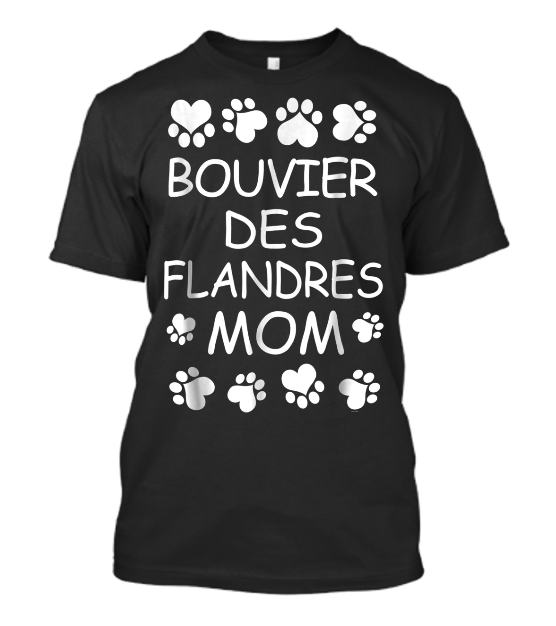Bouvier Des Flandres Mom Paw Print Hearts T-Shirt