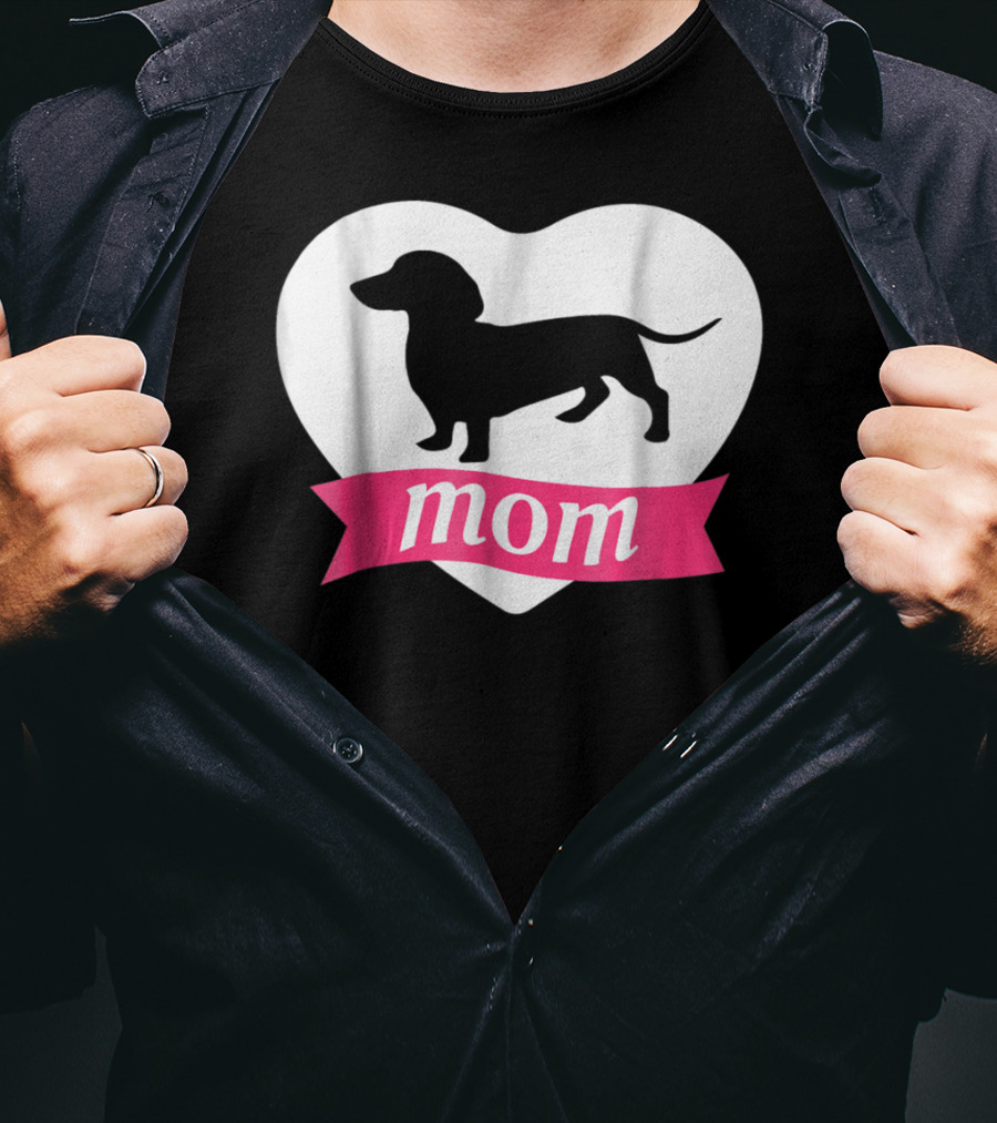 DACHSHUND MOM Heart Silhouette Vintage Fleece T-Shirt