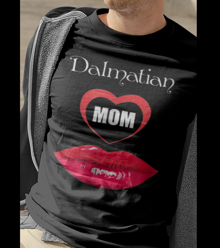 Dalmatian Mom Heart Red Lips T-Shirt