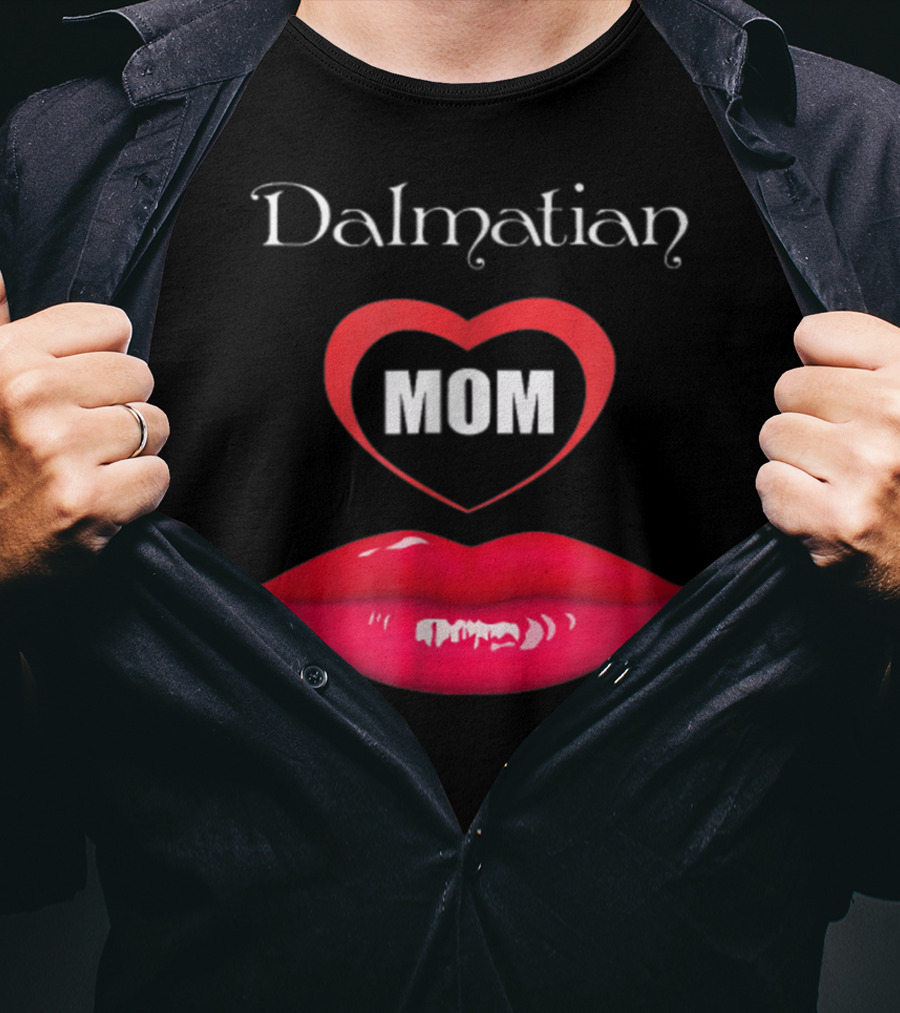 Dalmatian Mom Heart Red Lips T-Shirt
