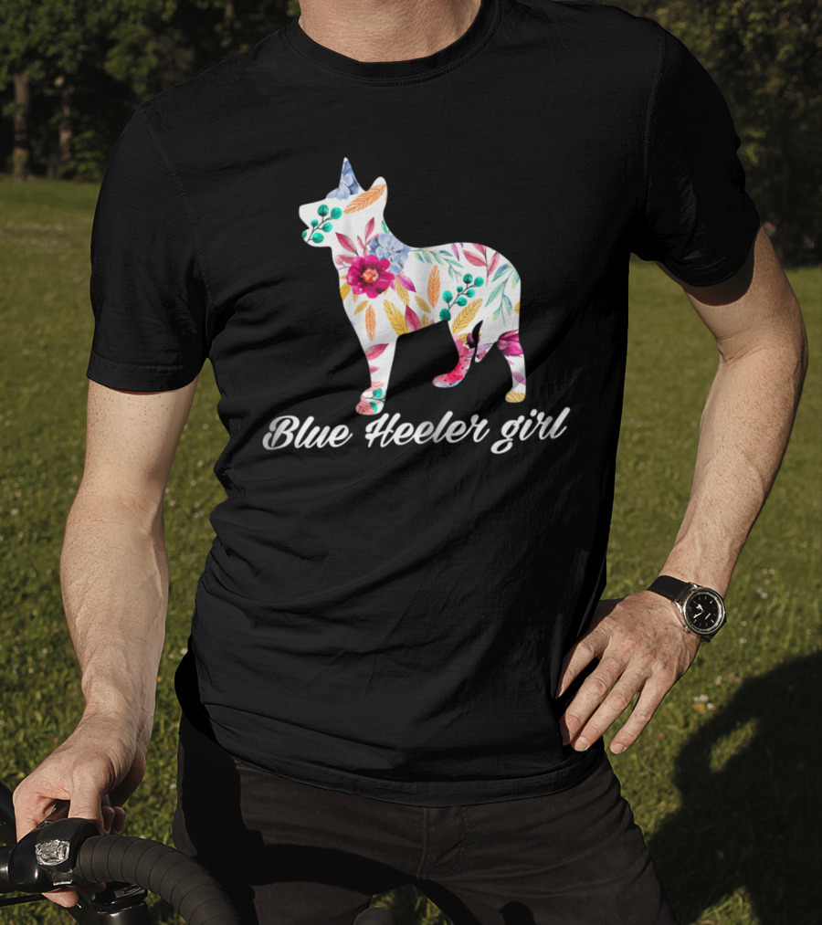 Decorative Flowers Blue Heeler Girl Cattle Dog Mom T-Shirt