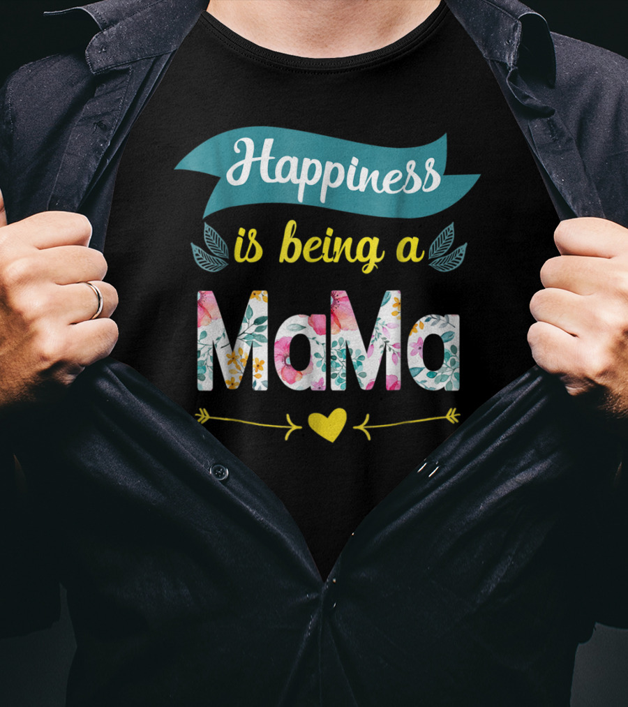 Happiness Is Being A Mama Floral Heart T-Shirt