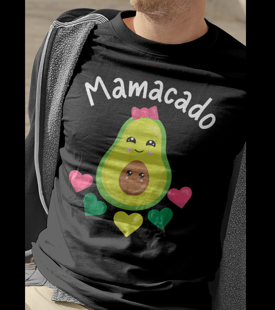 Mamacado Cute Avocado Lover Vegan Vegetarian Heart T-Shirt