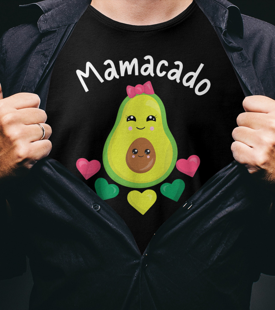 Mamacado Cute Avocado Lover Vegan Vegetarian Heart T-Shirt