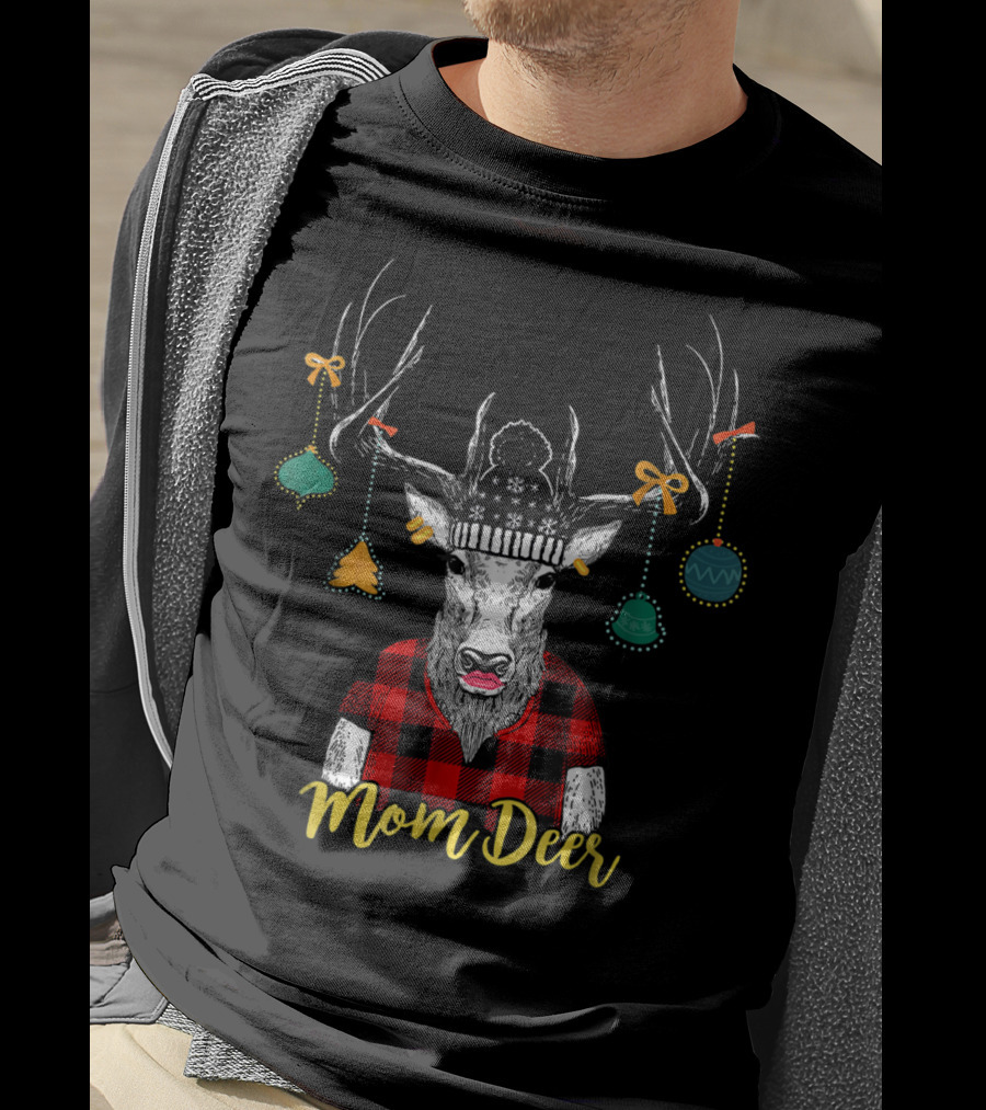 Mom Deer Christmas Plaid Noel Xmas Apparel16 T-Shirt