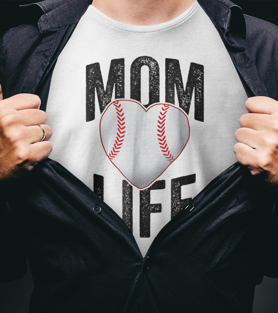 Mom Life Baseball Heart Mother Mama Player Team Heart25 T-Shirt