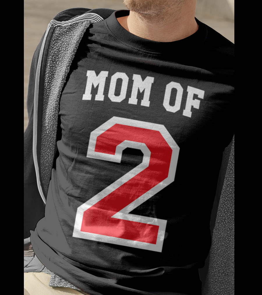 Mom Of 2 Kids Baseball Mom Sports Jersey T-Shirt