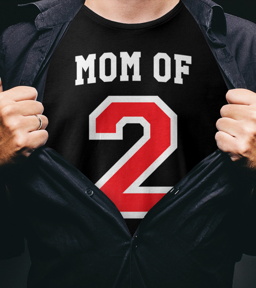 Mom Of 2 Kids Baseball Mom Sports Jersey T-Shirt