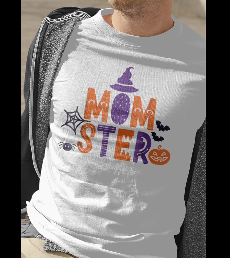 Momster Halloween Witch Hat Spider Web Bat Pumpkin 90 T-Shirt