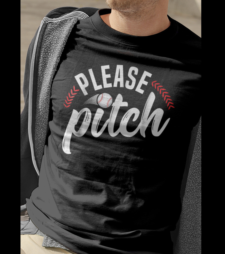Please Pitch Baseball Funny Adult Humor Mom Pun90 T-Shirt