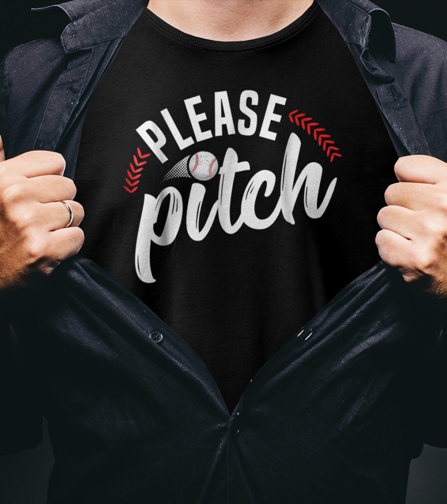 Please Pitch Baseball Funny Adult Humor Mom Pun90 T-Shirt