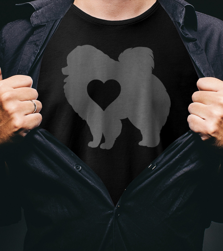 Pomeranian Love Heart Silhouette Dog Mom Idea T-Shirt