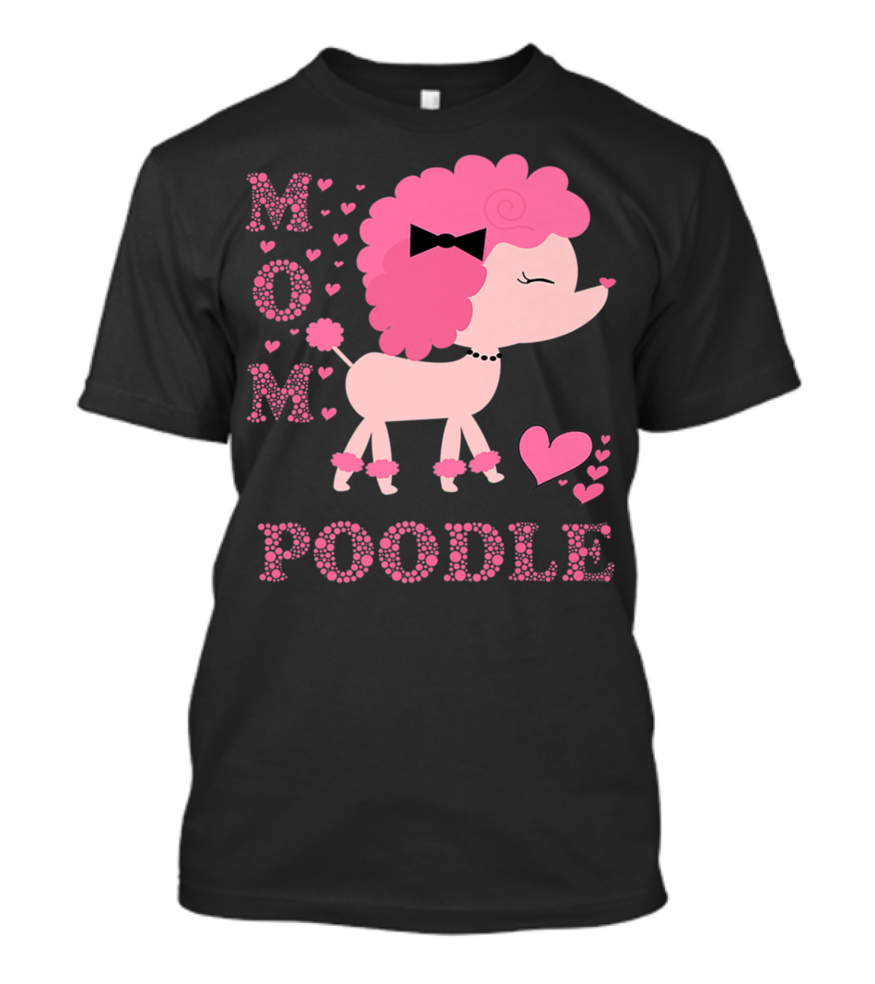 Poodle Mom Dog Hearts Bow T-Shirt