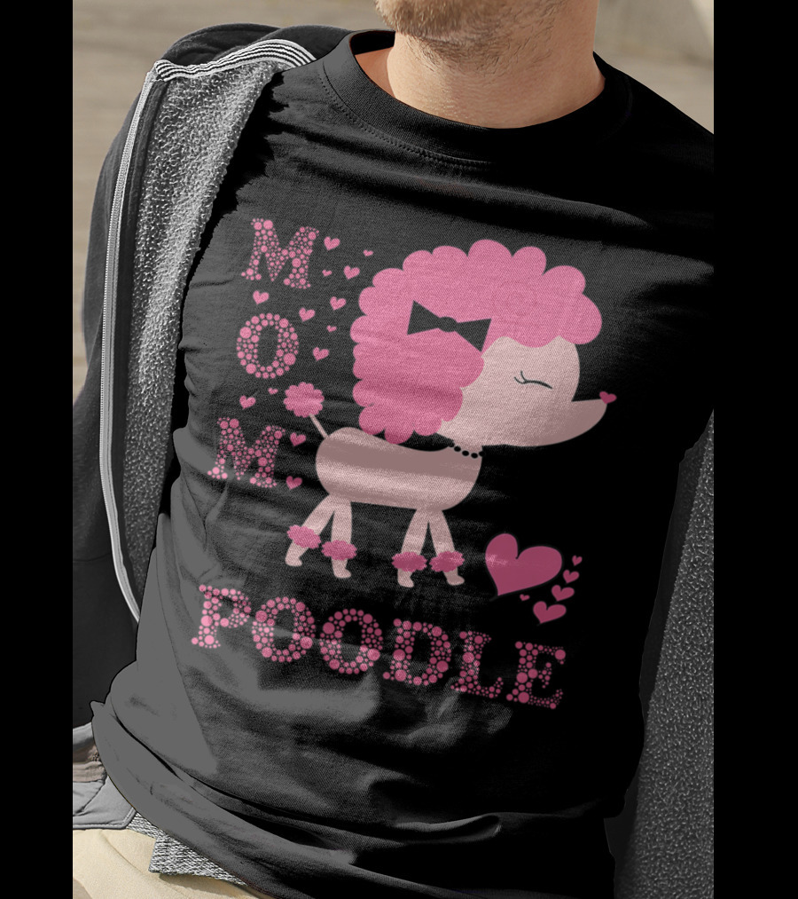 Poodle Mom Dog Hearts Bow T-Shirt