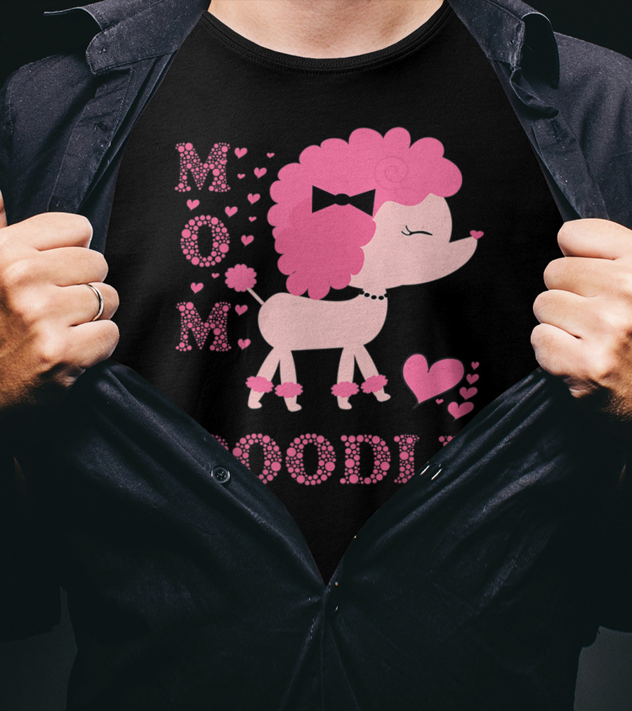 Poodle Mom Dog Hearts Bow T-Shirt