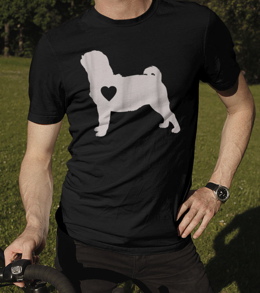Pug Love Heart Silhouette Dog Idea Pug Dog T-Shirt