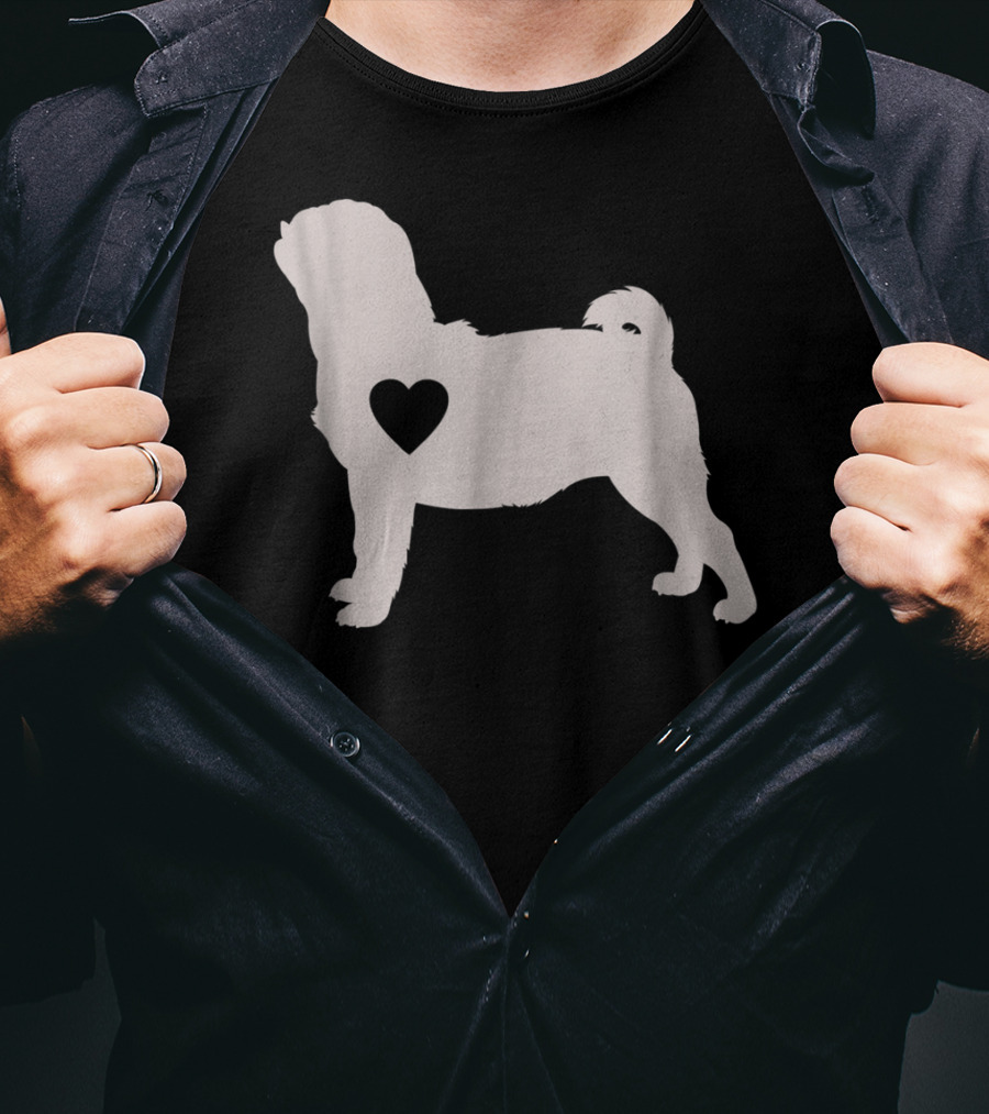 Pug Love Heart Silhouette Dog Idea Pug Dog T-Shirt