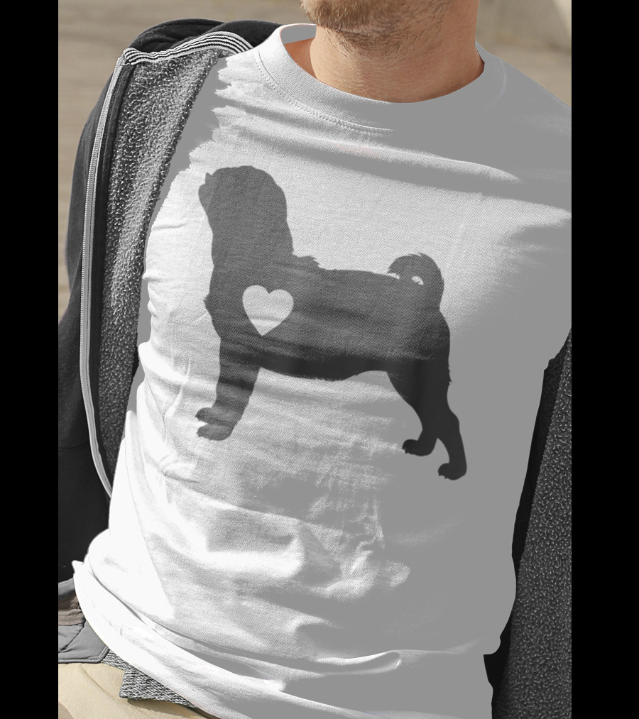 Pug Love Heart Silhouette Pug Dog Mom59 T-Shirt